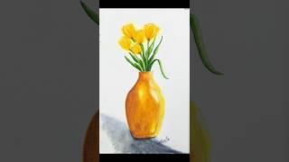 "Create vibrant yellow tulips in this easy watercolor tutorial" #shorts #beginner art #Art tutorial