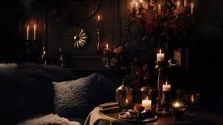 Elegant Evening Lounge:  Luxe Candles & Floral Decor ️ With Music & Grandfather Clock Ticking