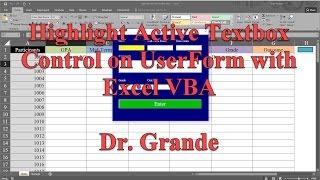 Highlight Active TextBox Control on UserForm using Excel VBA