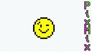 Рисуем по клеточкам подмигивающего смайлика. We draw on the cells of the winking emoticon.