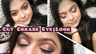 CUT CREASE EYE-MAKEUP TUTORIAL | Full step by step EYE LOOK | Eye makeup tutorial for BEGINNERS |