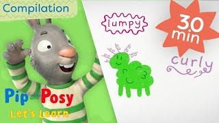 Let's Learn with Pip and Posy! All About Adjectives!  @pipandposy  | 30 Minute Cartoons