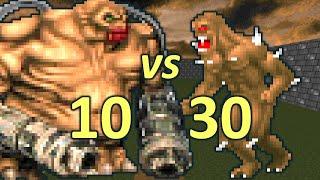 10 Mancubi vs 30 Imps - Monster Infighting - Doom II Retro Battles