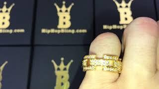 Prez Link Eternity Band Gold CZ Bling Bling Ring | Hip Hop Jewelry