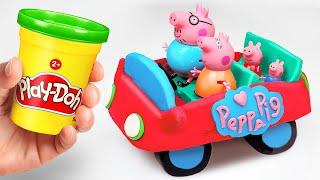 Create Play Doh Car for Peppa Pig Family | Learn Colors | Preschool Toddler Toy Learning Video