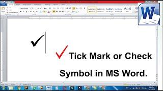 Tick Mark or Check Symbol in MS Word