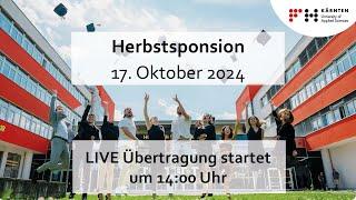 FH Kärnten Herbstsponsion 2024, CUAS graduation ceremony 2024, 14:00 (CEST)