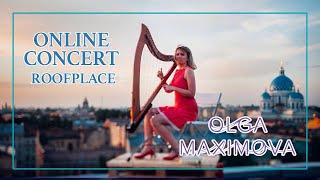 Concert Online Olga Maximova  on the shore of the Gulf of Finland. RoofPlace. Harp Live Music