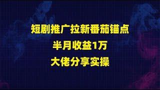 短剧推广拉新番茄锚点半月收益1万大佬分享实操