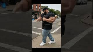 Huge bodybuilder street dancing!
