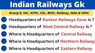 Indian Railways Gk Question and Answer in English // Indian Railway Zones // Railways Gk MCQ 2023