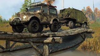 SnowRunner Mods - Military Car GAZ 69 Tuning 2020 4x4 - Transporting Radar Trailer - Driving Offroad