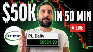 Watch Me Make $50,000 In 50 Min LIVE TRADING $SMCI | Millionaire Day Trader Strategy First Red Day*