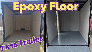 Enclosed Trailer Transformation | Epoxy Floor and Painting Walls | 7x16 Dirt Bike Trailer