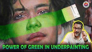 Secret of Lifelike Portraits with Acrylic: The Power of a GREEN Underpainting🟢by Debojyoti Boruah