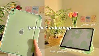  ipad air 4 (green) unboxing | apple pencil 2 + accessories 