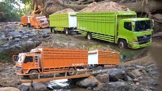 TRUK GANDENG MUATAN FULL PASIR SAMPAI OLENG ‼️ RC HINO 500 GANDENGAN, MOBIL TRUK GANDENG