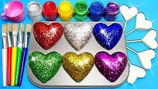 How To Make Frozen Paint with Glitter Rainbow Play Doh Hearts