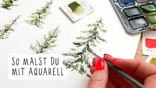 5 Aquarell Tannenbäume Schritt für Schritt erklärt