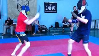 Military Sports Horting. Club knife and cane fight. National professionally applied sport of Ukraine