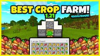 BEST CROP FARM EVER!! (VERY FAST!) In Minecraft Bedrock 1.21