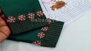 Hand embroidery sleeve design with zardosi and silk thread|sleeve embroidery designs for kurti