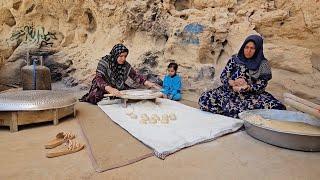 🪨 Amazing Cave Bread Baking Challenge!: A unique experience of nomadic life