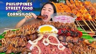 Philippines Ihaw-Ihaw Street food with Cornsilog Mukbang