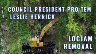 Council President Pro-Tem Leslie Herrick at the logjam removal Site