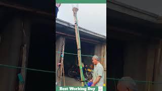 Best working day #1438 Homemade tool for unloading grain from the roof