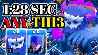 Th13 Yeti Witch Attack With 10 Zap Spell | Best Th13 Attack Strategy in Clash of Clans