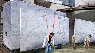 Genius Way They Cut & Transport Massive Marble Slabs