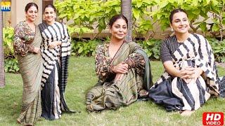 Vidya Balan and Shefali Shah sit down on the ground and pose for the paps during Jalsa promotions