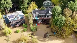 California floods, Guerneville and Sonoma, 2 deaths aerial view