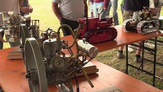 Hand-built scale old tractors and running miniature engines - Start up sound - Campodoro 2024