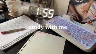 1 hour real-time study with me  | with timer, background noises, asmr