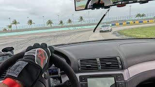 E46 M3 Chasing S2000 Through Traffic on Wet Miami Track!