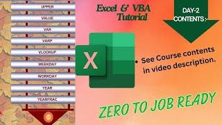 EXCEL & VBA Tutorial Beginner to Expert Day-2