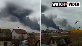 Smoke rises as Russians attack airport in Hostomel