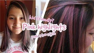 Easy pink highlights on dark hair