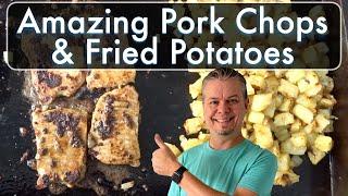 How I made Pork Chops and Fried Potatoes on Blackstone griddle