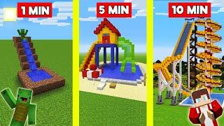 WATER SLIDE BATTLE BUILD CHALLENGE - How to build Water Slide In Minecraft - Maizen Mizen Parody