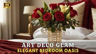 Glam Up Your Bedroom  Art Deco Red Blanket and Dreamy Floral Arrangements 