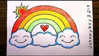 Rainbow Drawing  ️ How to Draw a Clouds Easy Coloring Sun Heart #viral #2024 for beginners Wow