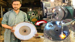 How To Repair Cracked Flywheel Of Euro Truck || Resurfacing Flywheel || Amazing Mechanics