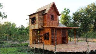 Building The Most Creative 2-Story Resort Bamboo House By Ancient Hand Tools [Part 3]