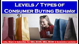 Types of consumer buying behavior | levels of consumer behavior | marketing | customer behavior