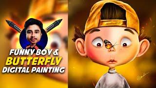 How to draw cartoon digital art || realistic digital speed painting photoshop 2020