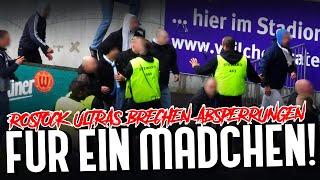 Rostock-Ultras brechen die Absperrungen wegen eines Mädchens! (Aue - Hansa)