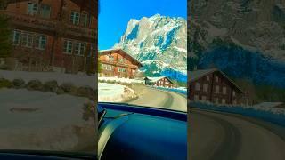 SUNNY WINTER ️️SCENIC DRIVE: SWISS VILLAGE GRINDELWALD ️#grindelwald#ambience#winter#road#shorts
